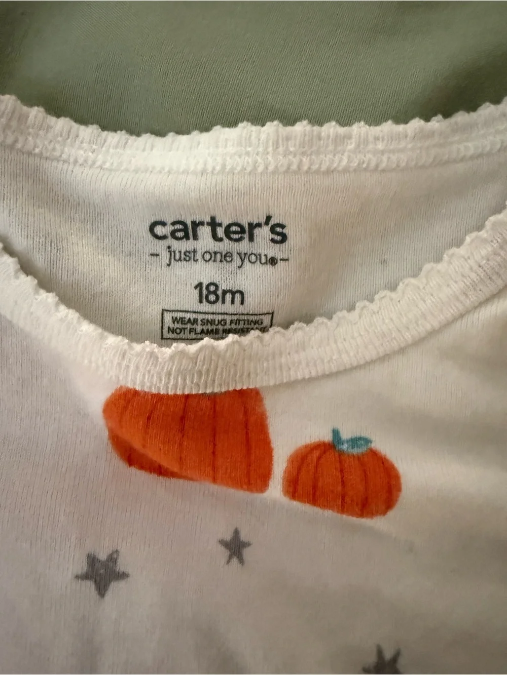 Carter's White Pumpkin and Star Pajama Set